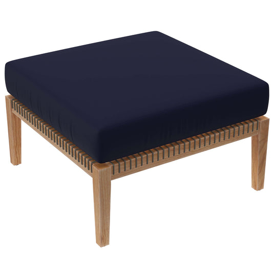 Clearwater Outdoor Patio Teak Wood Ottoman in Gray Navy by Modway (5854)