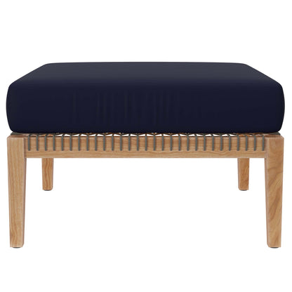 Clearwater Outdoor Patio Teak Wood Ottoman in Gray Navy by Modway (5854)