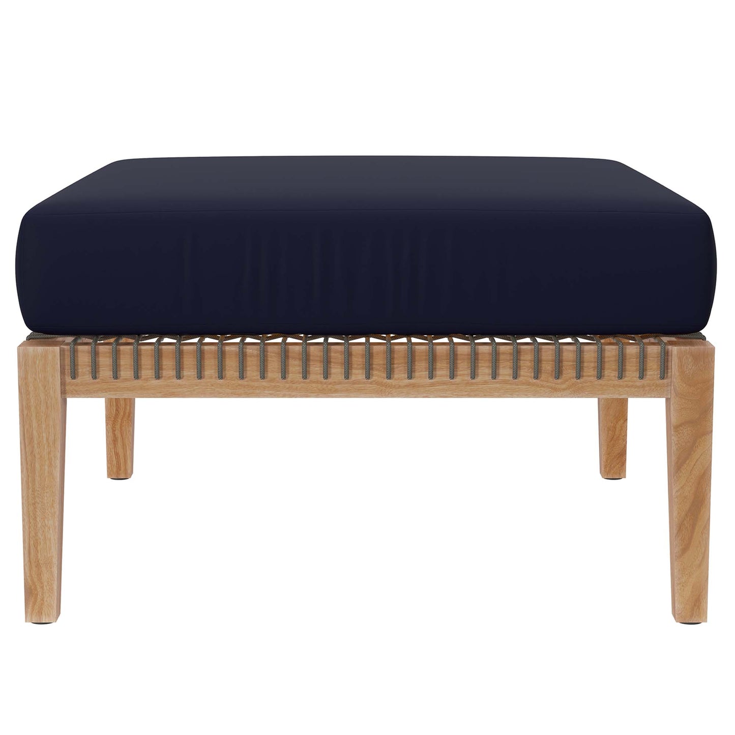 Clearwater Outdoor Patio Teak Wood Ottoman in Gray Navy by Modway (5854)
