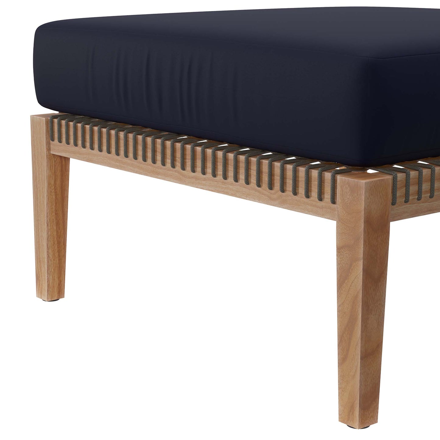 Clearwater Outdoor Patio Teak Wood Ottoman in Gray Navy by Modway (5854)