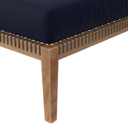 Clearwater Outdoor Patio Teak Wood Ottoman in Gray Navy by Modway (5854)