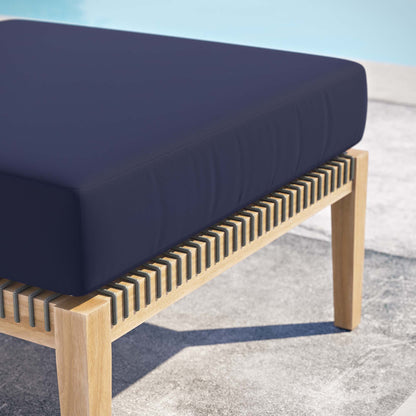 Clearwater Outdoor Patio Teak Wood Ottoman in Gray Navy by Modway (5854)