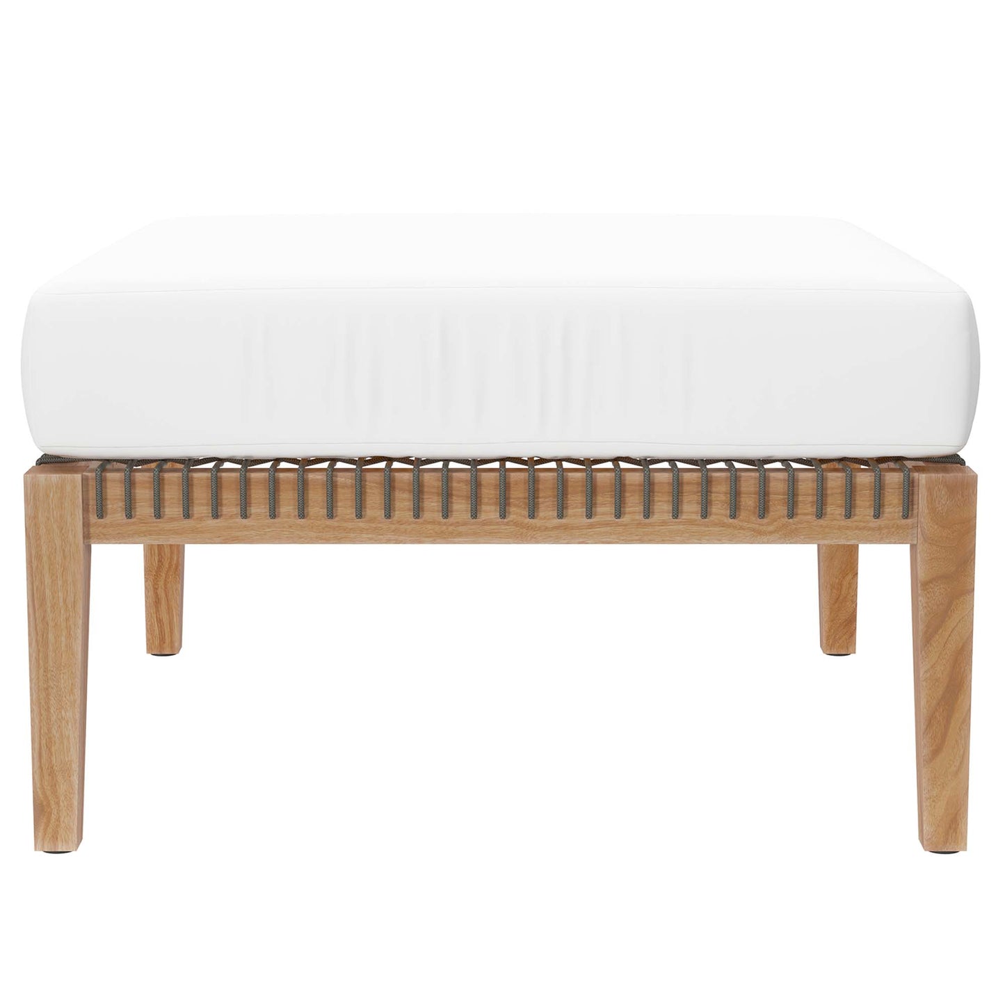 Clearwater Outdoor Patio Teak Wood Ottoman in Gray White by Modway (5854)
