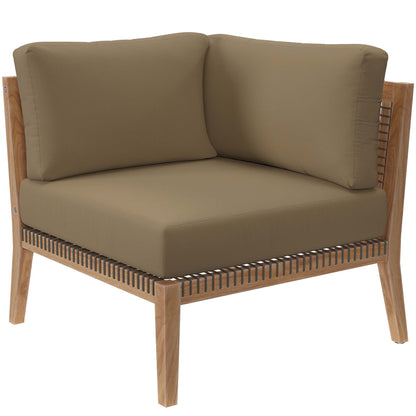 Clearwater Outdoor Patio Teak Wood Corner Chair in Gray Light Brown by Modway (5855)