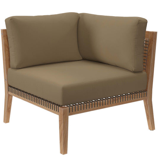 Clearwater Outdoor Patio Teak Wood Corner Chair in Gray Light Brown by Modway (5855)