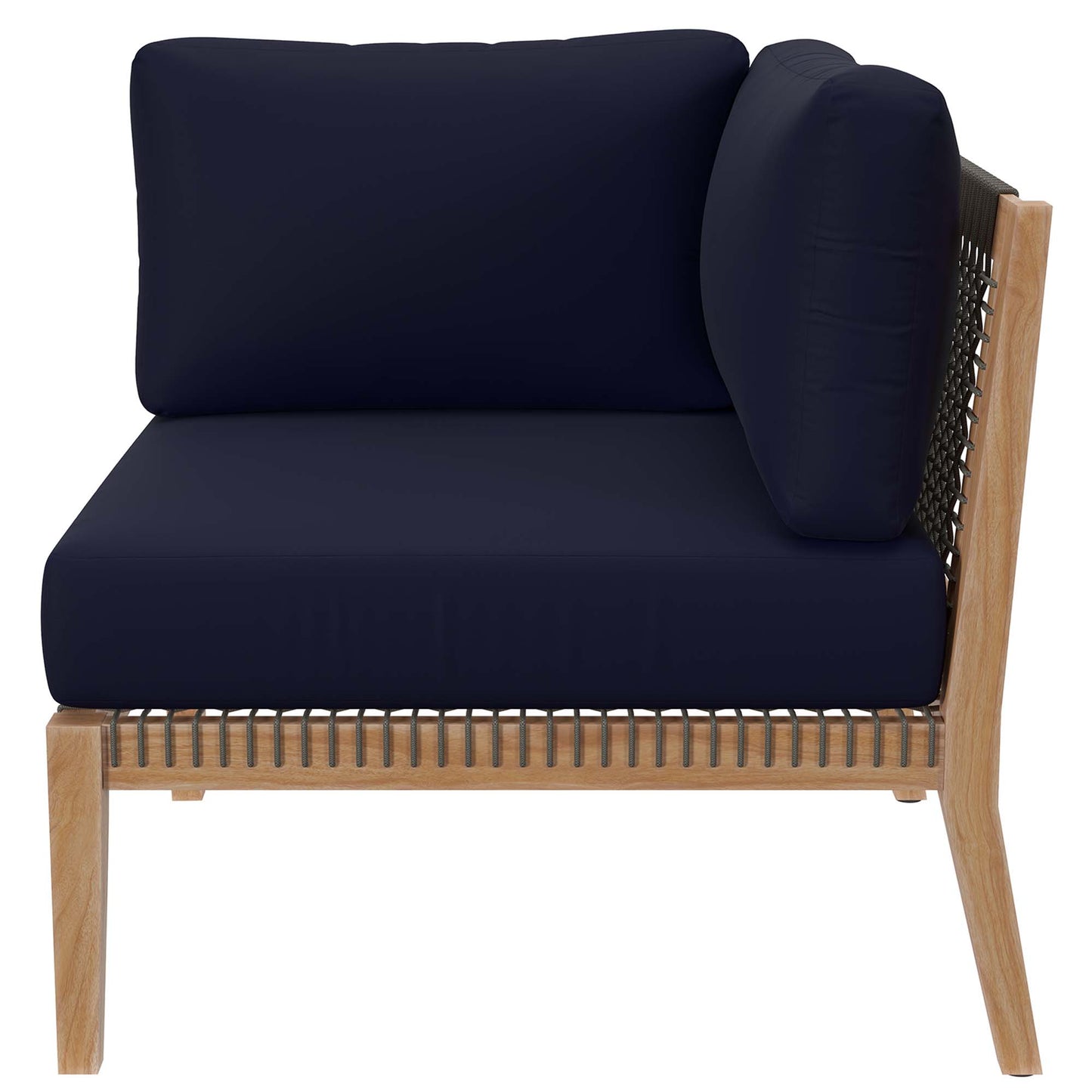 Clearwater Outdoor Patio Teak Wood Corner Chair in Gray Navy by Modway (5855)