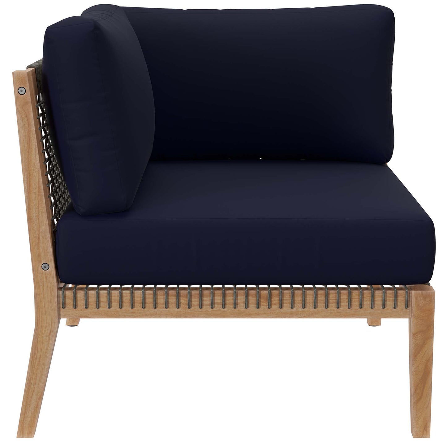 Clearwater Outdoor Patio Teak Wood Corner Chair in Gray Navy by Modway (5855)