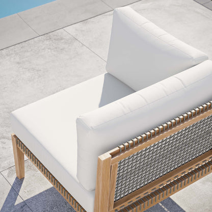Clearwater Outdoor Patio Teak Wood Corner Chair in Gray White by Modway (5855)
