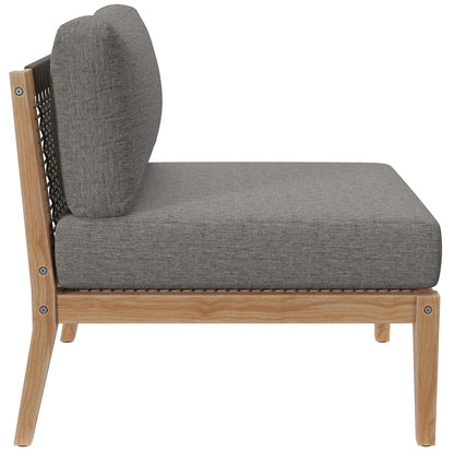 Clearwater Outdoor Patio Teak Wood Armless Chair in Gray Graphite by Modway (5856)