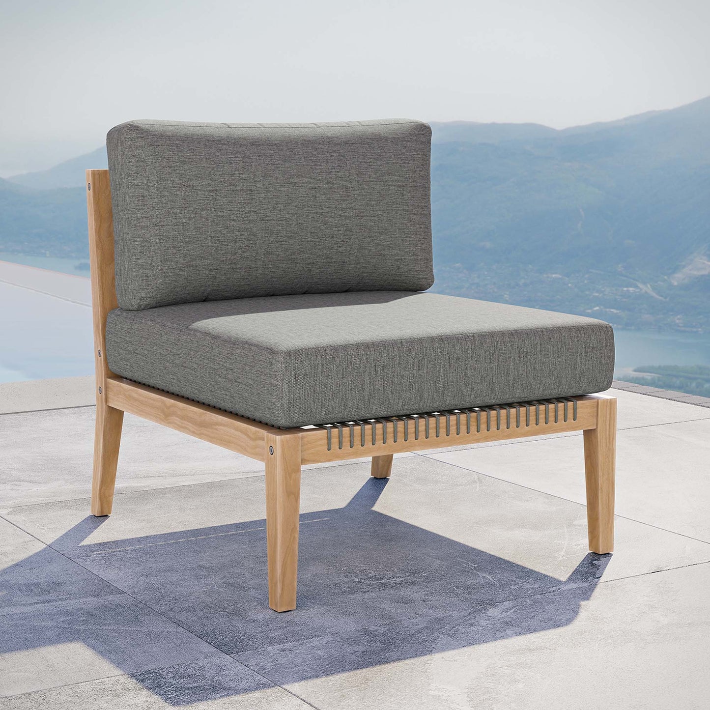 Clearwater Outdoor Patio Teak Wood Armless Chair in Gray Graphite by Modway (5856)