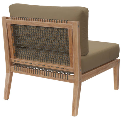 Clearwater Outdoor Patio Teak Wood Armless Chair in Gray Light Brown by Modway (5856)