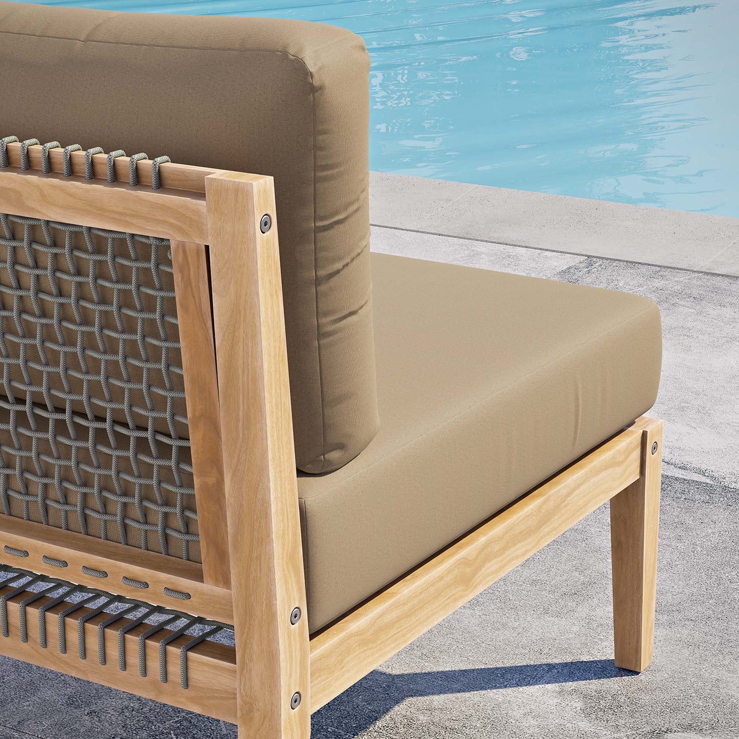 Clearwater Outdoor Patio Teak Wood Armless Chair in Gray Light Brown by Modway (5856)