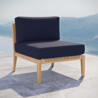 Clearwater Outdoor Patio Teak Wood Armless Chair in Gray Navy by Modway (5856)