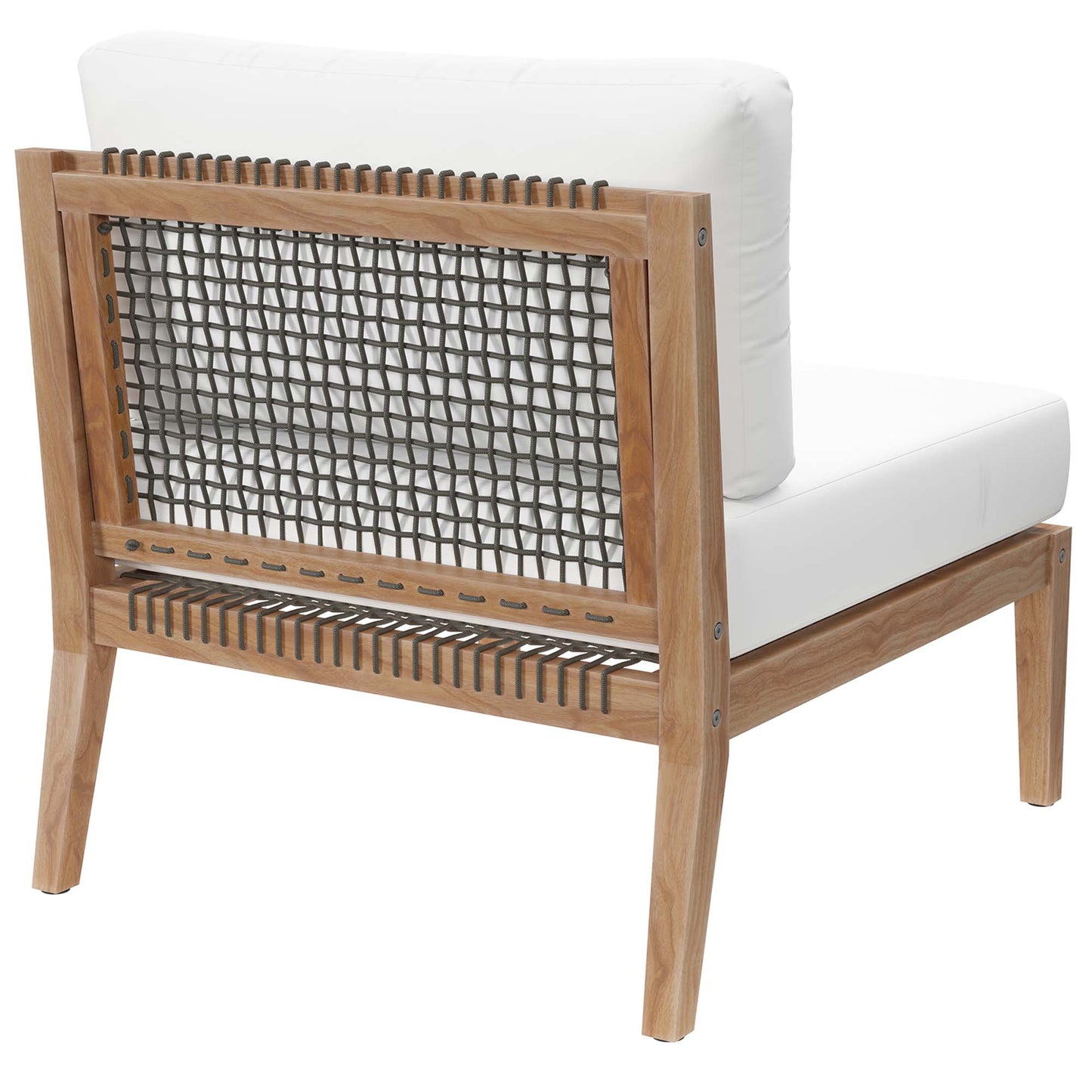 Clearwater Outdoor Patio Teak Wood Armless Chair in Gray White by Modway (5856)