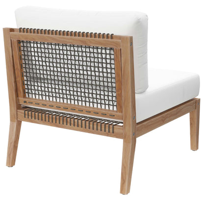 Clearwater Outdoor Patio Teak Wood Armless Chair in Gray White by Modway (5856)