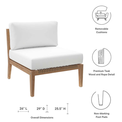 Clearwater Outdoor Patio Teak Wood Armless Chair in Gray White by Modway (5856)