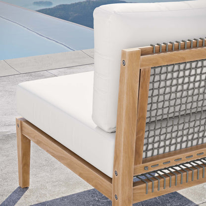 Clearwater Outdoor Patio Teak Wood Armless Chair in Gray White by Modway (5856)