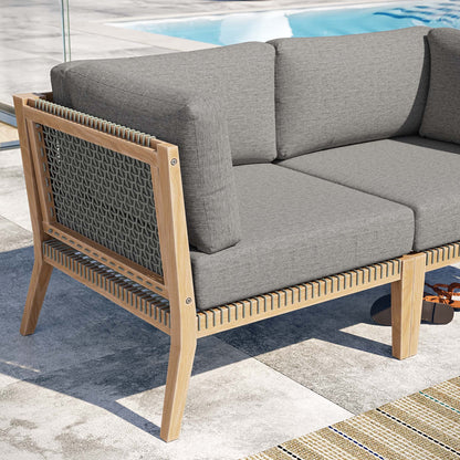 Clearwater Outdoor Patio Teak Wood Loveseat in Gray Graphite by Modway (6119)