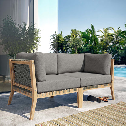 Clearwater Outdoor Patio Teak Wood Loveseat in Gray Graphite by Modway (6119)