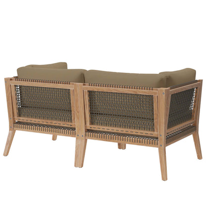Clearwater Outdoor Patio Teak Wood Loveseat in Gray Light Brown by Modway (6119)