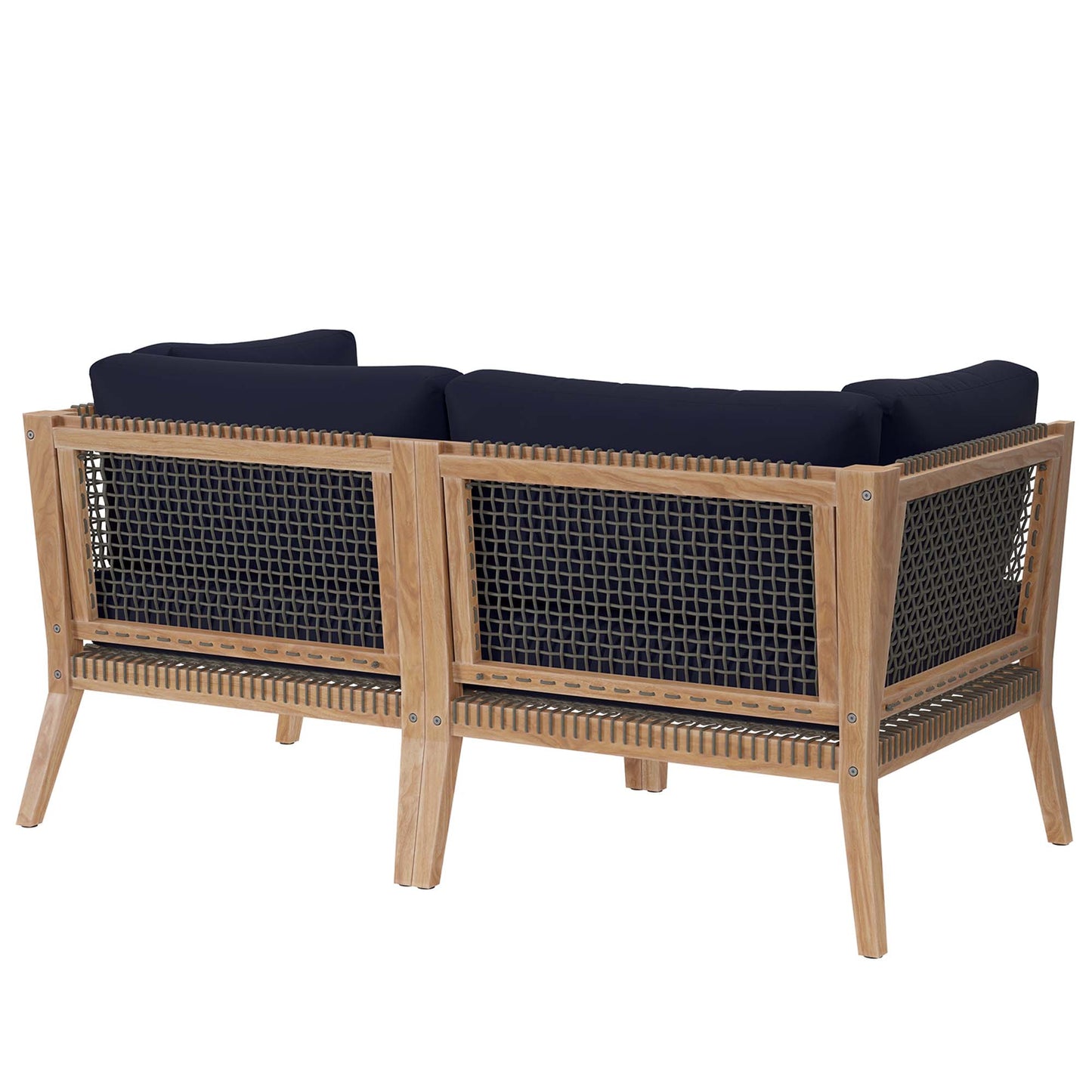 Clearwater Outdoor Patio Teak Wood Loveseat in Gray Navy by Modway (6119)