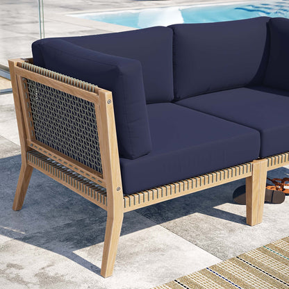 Clearwater Outdoor Patio Teak Wood Loveseat in Gray Navy by Modway (6119)