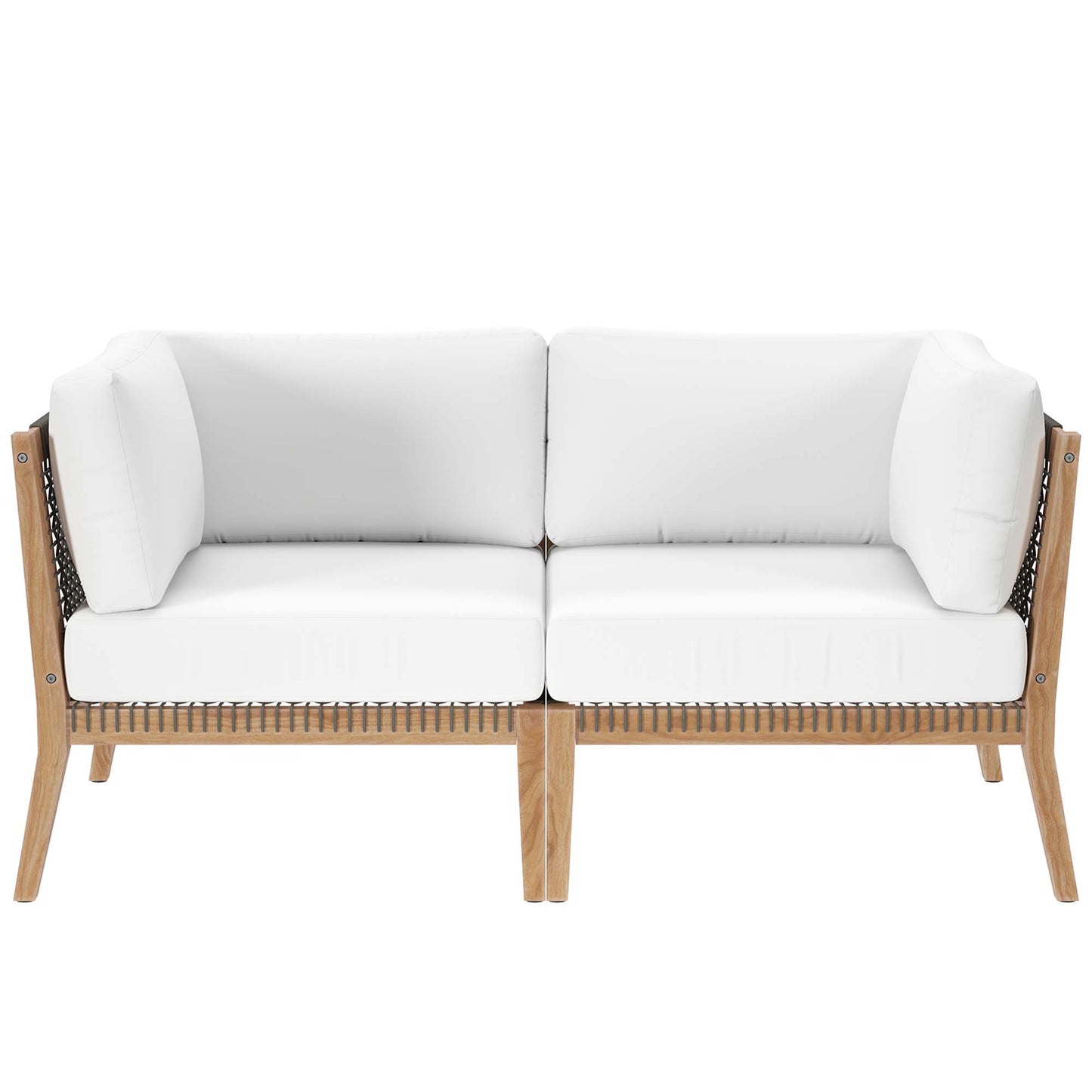 Clearwater Outdoor Patio Teak Wood Loveseat in Gray White by Modway (6119)
