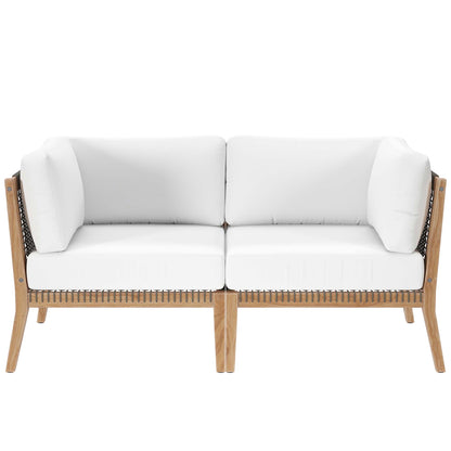 Clearwater Outdoor Patio Teak Wood Loveseat in Gray White by Modway (6119)