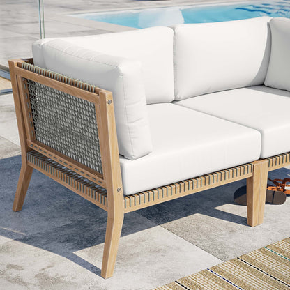Clearwater Outdoor Patio Teak Wood Loveseat in Gray White by Modway (6119)