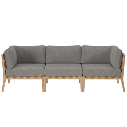Clearwater Outdoor Patio Teak Wood Sofa in Gray Graphite by Modway (6120)