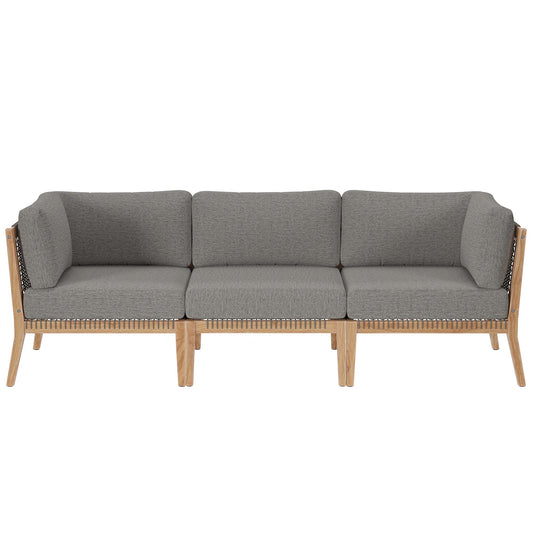 Clearwater Outdoor Patio Teak Wood Sofa in Gray Graphite by Modway (6120)