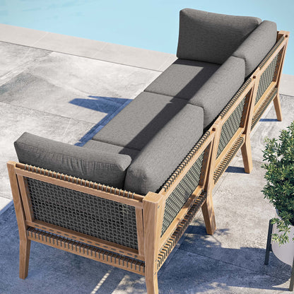 Clearwater Outdoor Patio Teak Wood Sofa in Gray Graphite by Modway (6120)