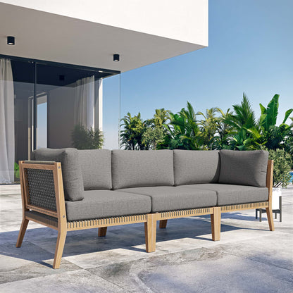 Clearwater Outdoor Patio Teak Wood Sofa in Gray Graphite by Modway (6120)