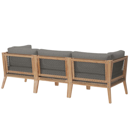 Clearwater Outdoor Patio Teak Wood Sofa in Gray Graphite by Modway (6120)