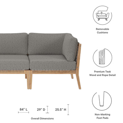 Clearwater Outdoor Patio Teak Wood Sofa in Gray Graphite by Modway (6120)