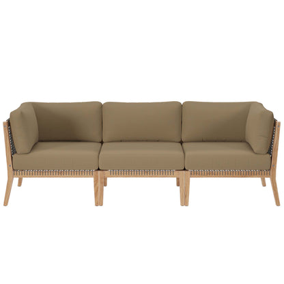 Clearwater Outdoor Patio Teak Wood Sofa in Gray Light Brown by Modway (6120)