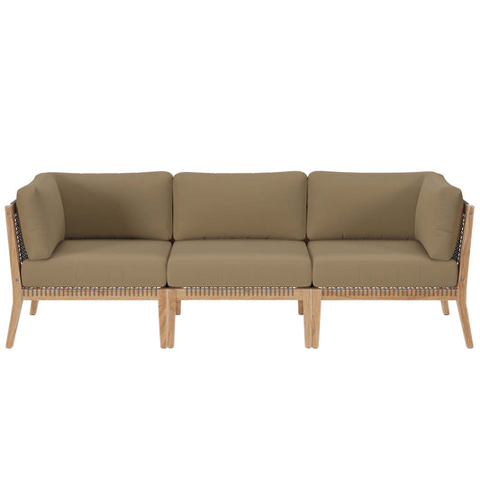 Clearwater Outdoor Patio Teak Wood Sofa in Gray Light Brown by Modway (6120)
