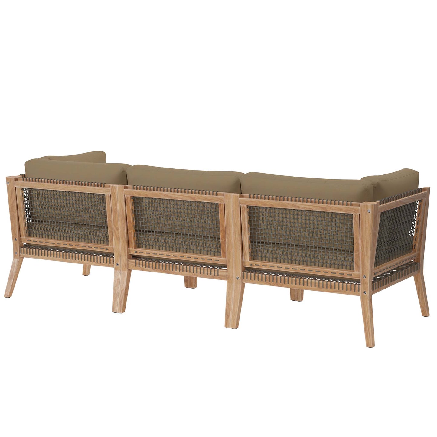 Clearwater Outdoor Patio Teak Wood Sofa in Gray Light Brown by Modway (6120)