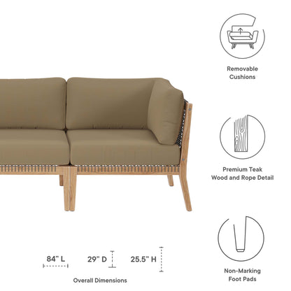 Clearwater Outdoor Patio Teak Wood Sofa in Gray Light Brown by Modway (6120)