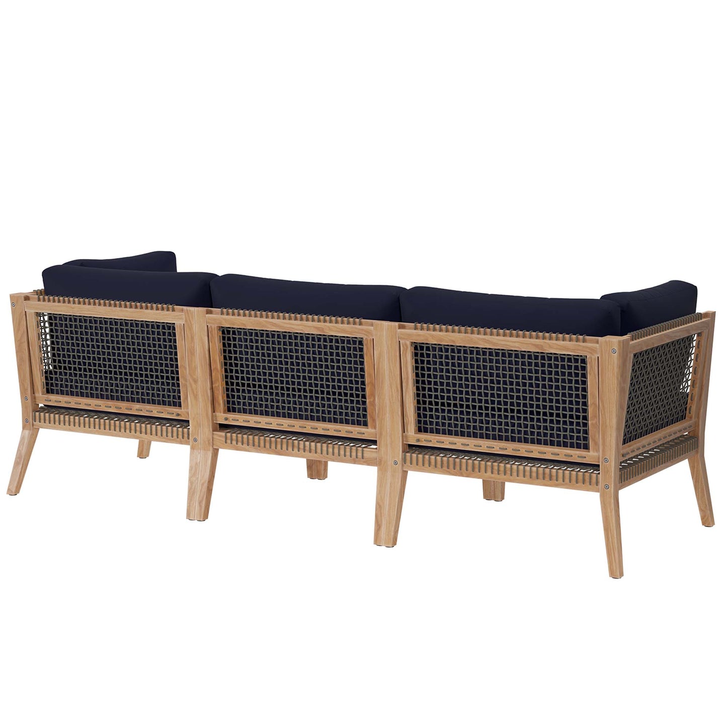 Clearwater Outdoor Patio Teak Wood Sofa in Gray Navy by Modway (6120)