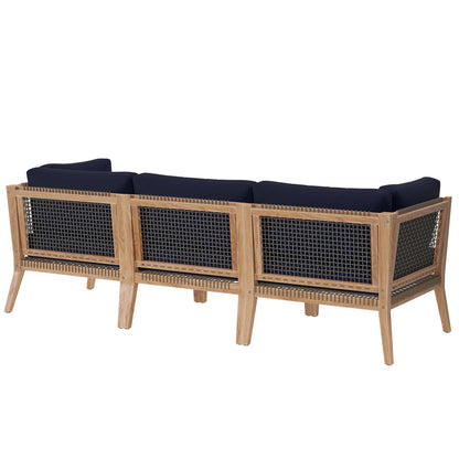 Clearwater Outdoor Patio Teak Wood Sofa in Gray Navy by Modway (6120)