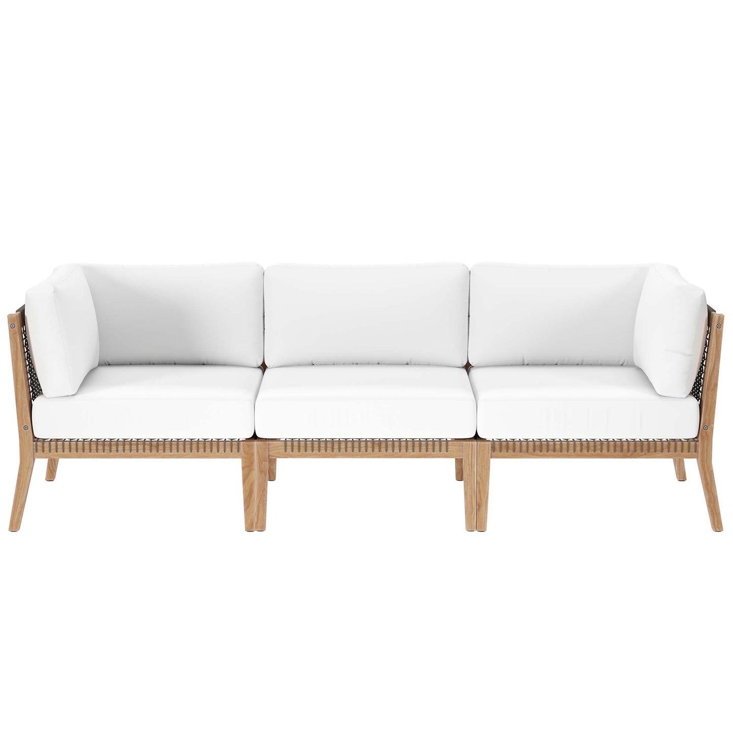 Clearwater Outdoor Patio Teak Wood Sofa in Gray White by Modway (6120)