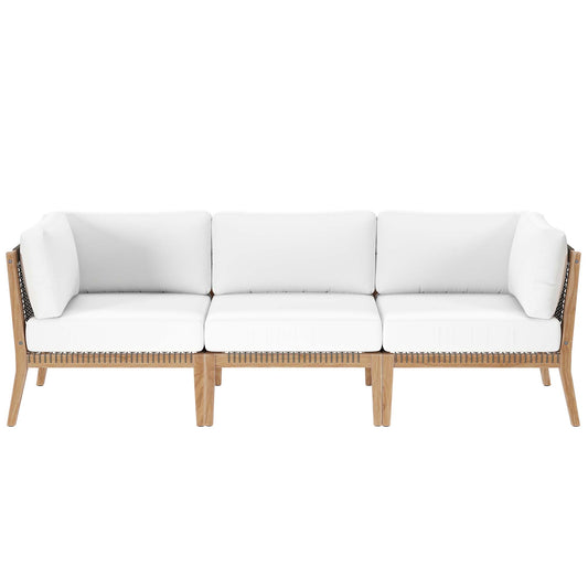 Clearwater Outdoor Patio Teak Wood Sofa in Gray White by Modway (6120)