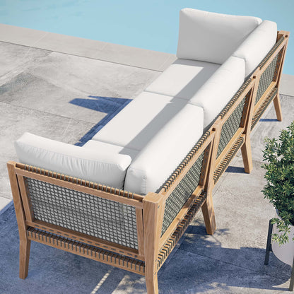 Clearwater Outdoor Patio Teak Wood Sofa in Gray White by Modway (6120)