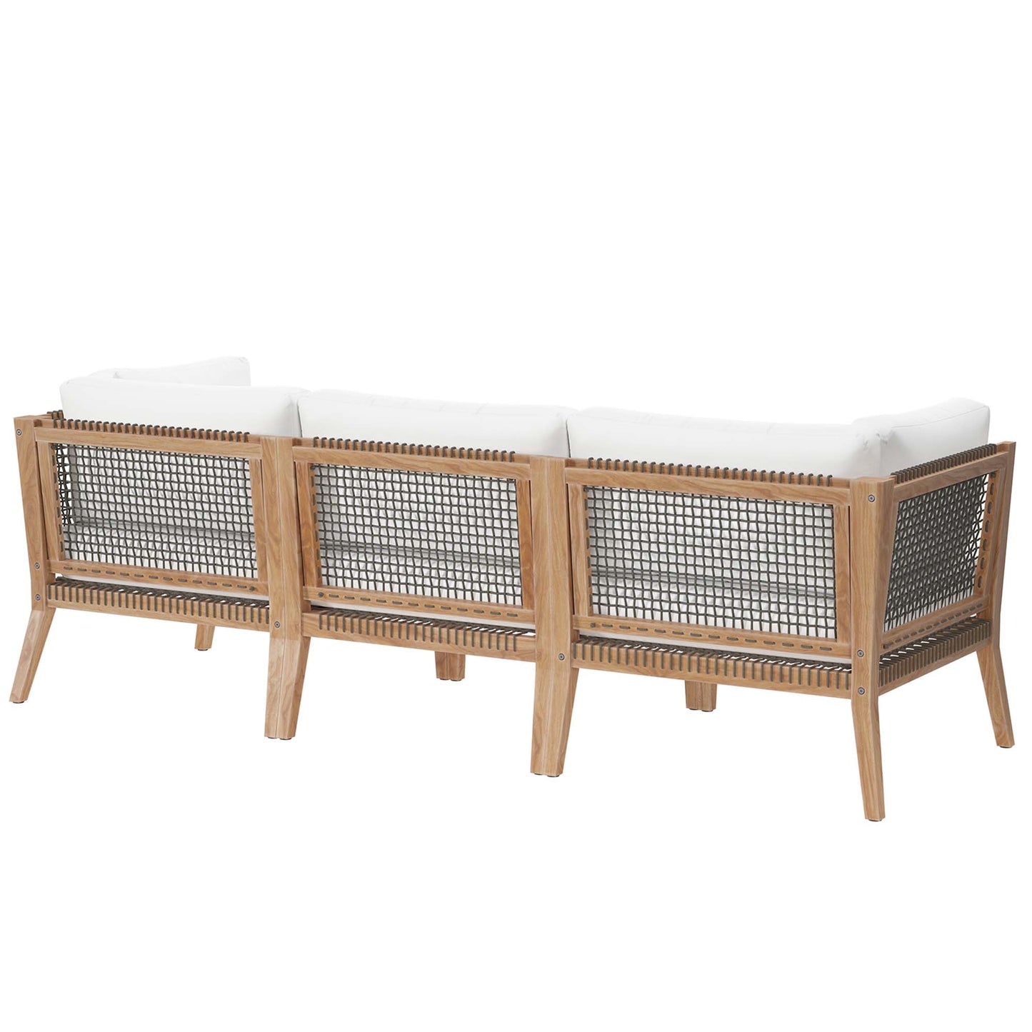 Clearwater Outdoor Patio Teak Wood Sofa in Gray White by Modway (6120)