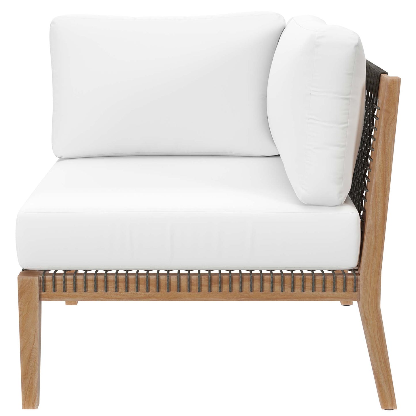 Clearwater Outdoor Patio Teak Wood Sofa in Gray White by Modway (6120)
