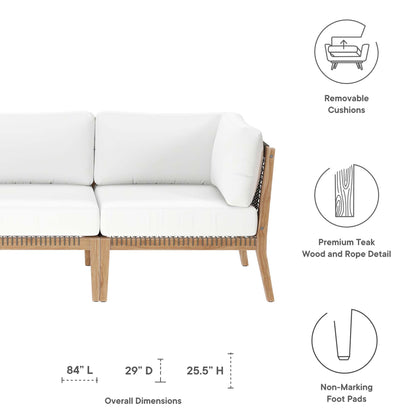 Clearwater Outdoor Patio Teak Wood Sofa in Gray White by Modway (6120)