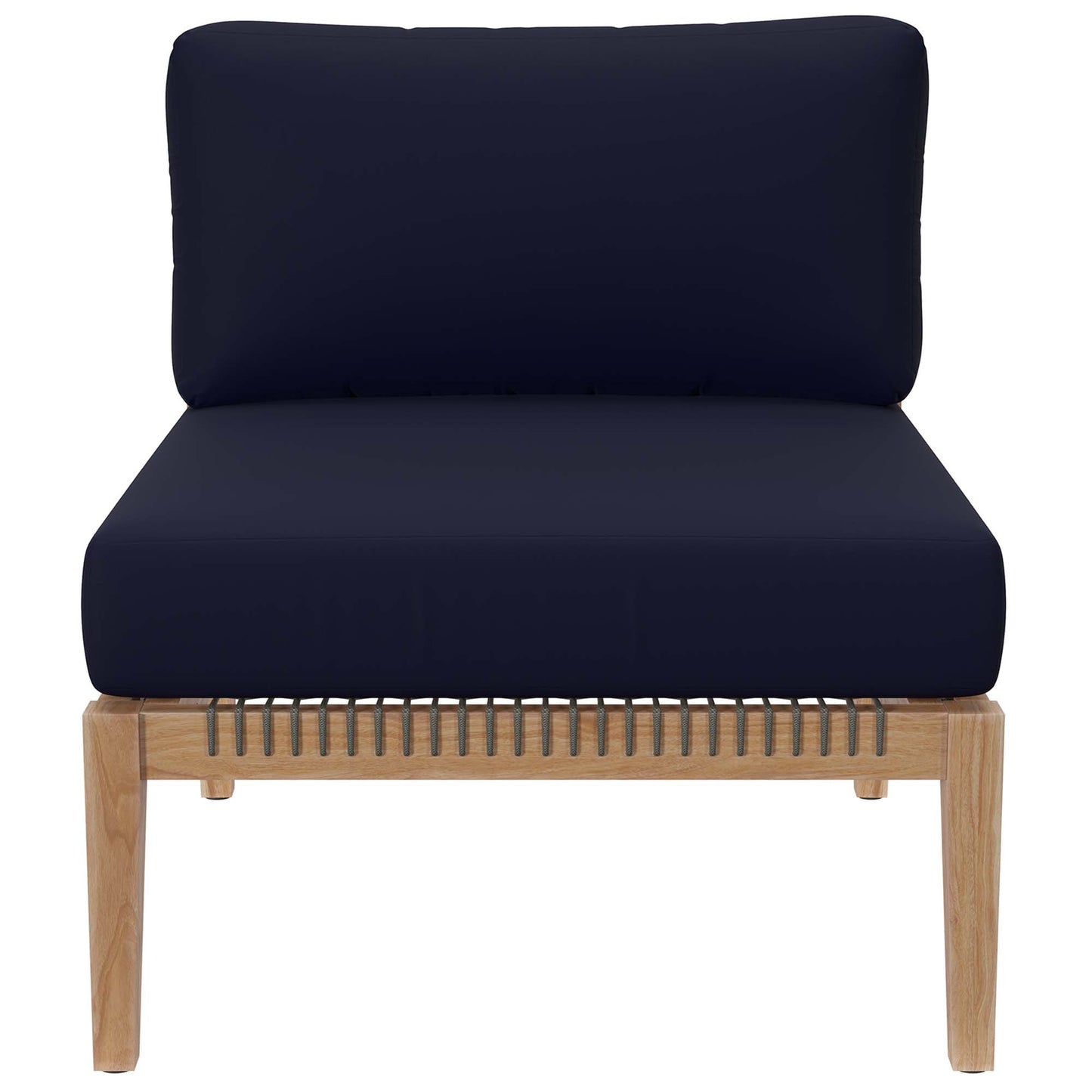 Clearwater 4-Piece Outdoor Patio Teak Wood Sectional Sofa in Gray Navy by Modway (6121)
