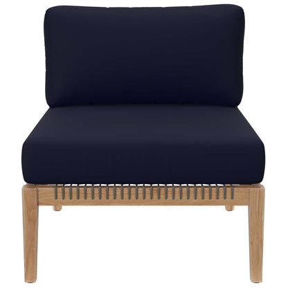 Clearwater 4-Piece Outdoor Patio Teak Wood Sectional Sofa in Gray Navy by Modway (6121)