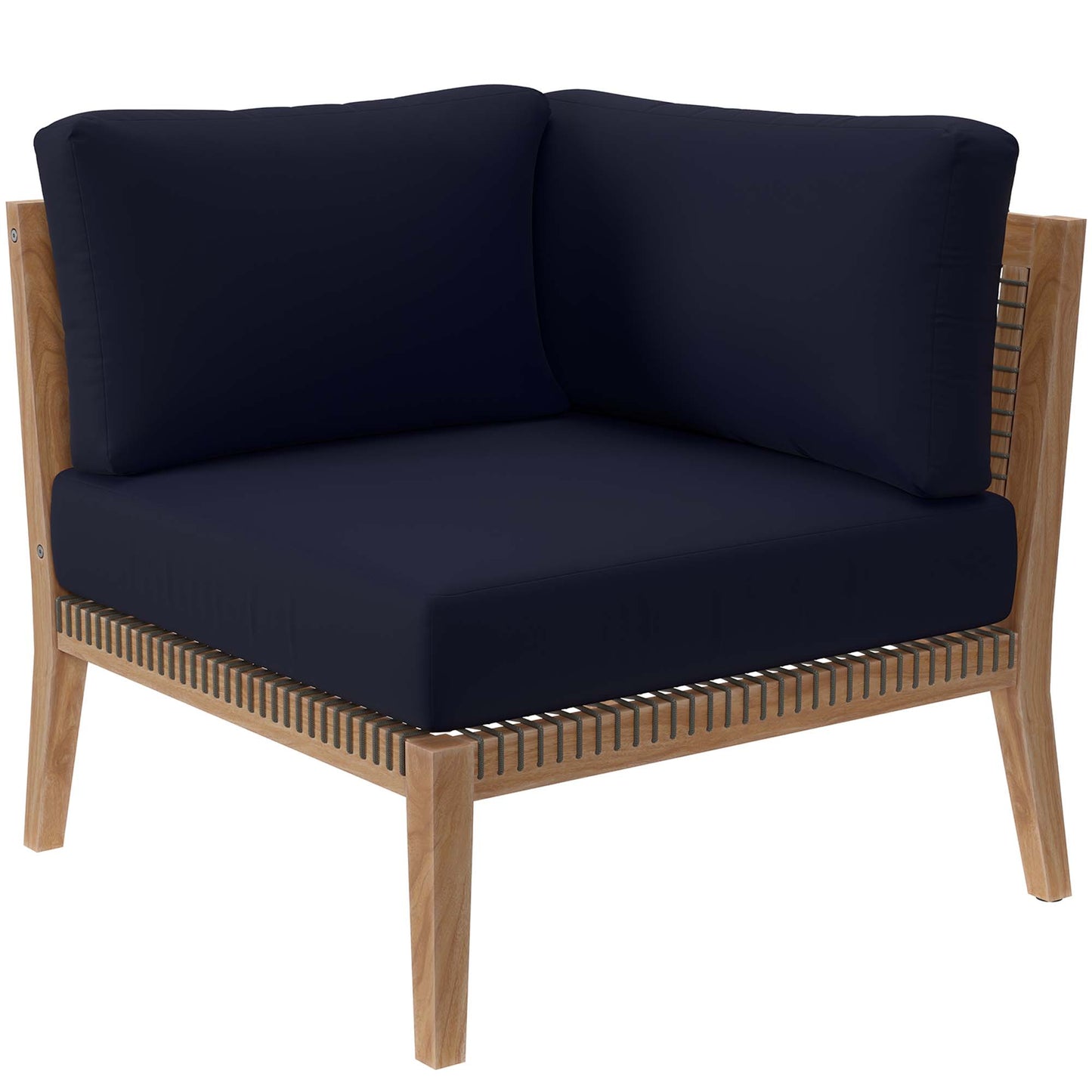 Clearwater 4-Piece Outdoor Patio Teak Wood Sectional Sofa in Gray Navy by Modway (6121)